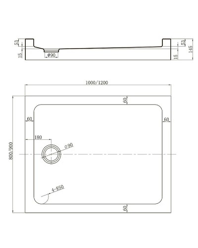 Акриловый поддон для душа Veconi Tezeo TZ-54 120x90 TZ54-12090-C5 Белый