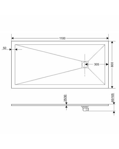 Душевой поддон из искусственного камня Grossman Strong 80x110 GR-S280110Q Графит