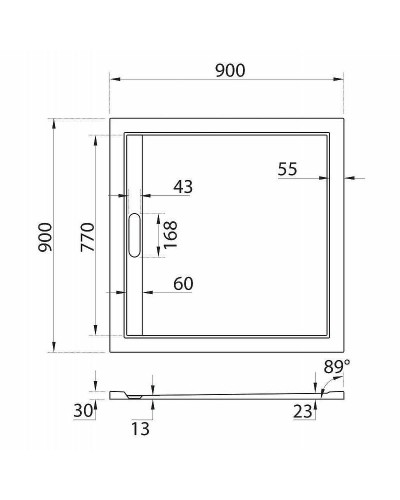 Душевой поддон из искусственного камня Cezares Tray AS 90x90 TRAY-AS-A-90-30-NERO Черный матовый