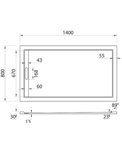 Душевой поддон из искусственного камня Cezares Tray AS 140х80 TRAY-AS-AH-140/80-30-W Белый