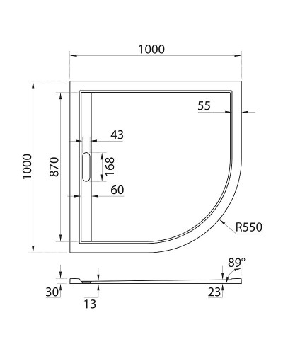 Душевой поддон из искусственного камня Cezares Tray AS 100х100 TRAY-AS-R-100-30-W Белый
