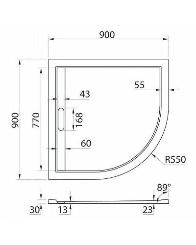 Душевой поддон из искусственного камня Cezares Tray AS 90х90 TRAY-AS-R-90-30-NERO Черный матовый