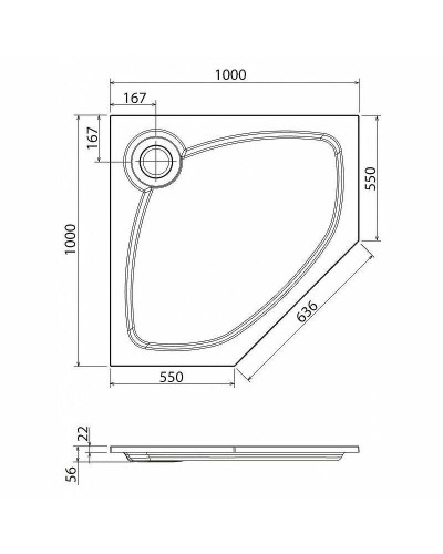 Душевой поддон из искусственного камня Cezares Tray S 100х100 TRAY-S-P-100-56-W Белый