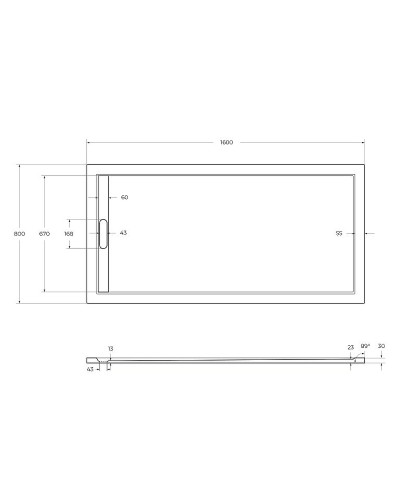 Душевой поддон из искусственного камня Cezares Tray AS 160x80 TRAY-AS-AH-160/80-30-W Белый