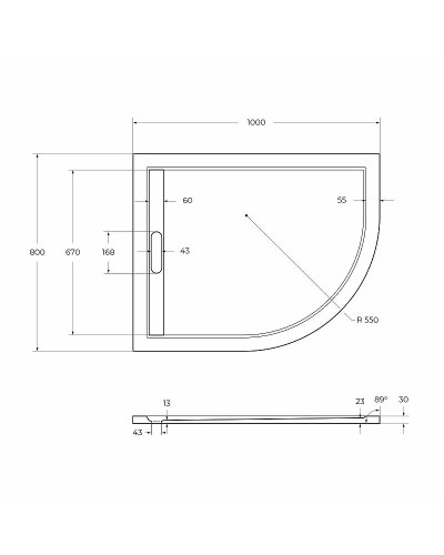 Душевой поддон из искусственного камня Cezares Tray AS 100x80 L TRAY-AS-RH-100/80-30-W-L Белый