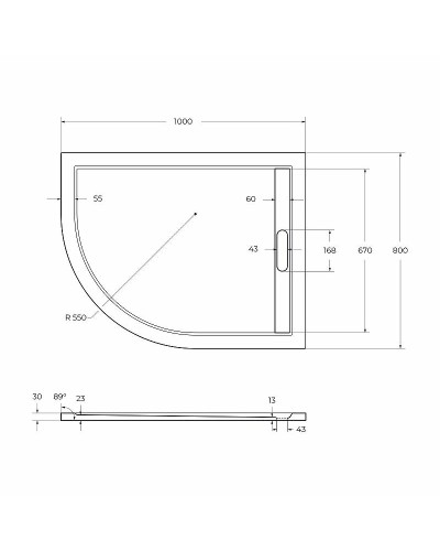 Душевой поддон из искусственного камня Cezares Tray AS 100x80 R TRAY-AS-RH-100/80-30-W-R Белый
