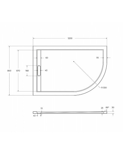 Душевой поддон из искусственного камня Cezares Tray AS 120x80 L TRAY-AS-RH-120/80-30-W-L Белый