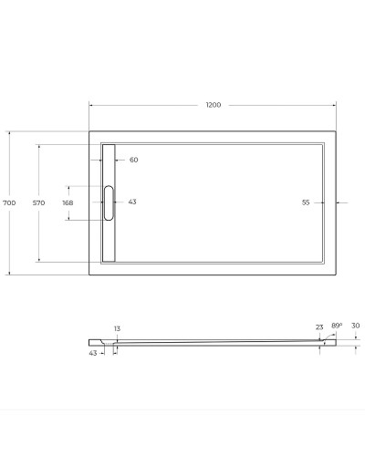 Душевой поддон из искусственного камня Cezares Tray AS 120x70 TRAY-AS-AH-120/70-30-W Белый