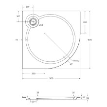 Душевой поддон из искусственного камня Cezares Tray S 90x90 TRAY-S-R-90-550-56-W Белый