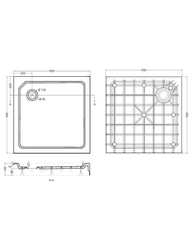 Душевой поддон из стеклокомпозита Cezares Tray SMC 90x90 TRAY-SMC-A-90-550-150-W Белый