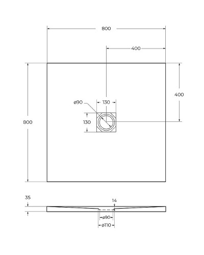 Душевой поддон из искусственного камня BelBagno Uno 80x80 TRAY-MR-UNO-A-80-35-W-CR Белый