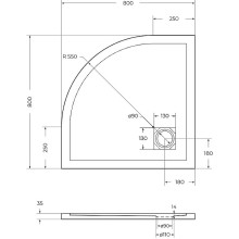Душевой поддон из искусственного камня BelBagno Uno 80x80 TRAY-MR-UNO-R-80-550-35-W-CR Белый