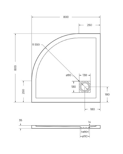Душевой поддон из искусственного камня BelBagno Uno 80x80 TRAY-MR-UNO-R-80-550-35-W-CR Белый