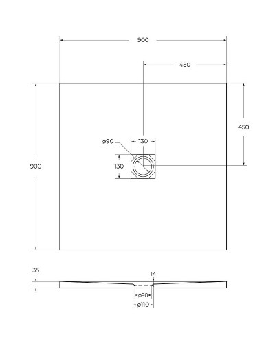 Душевой поддон из искусственного камня BelBagno Uno 90x90 TRAY-MR-UNO-A-90-35-W-CR Белый