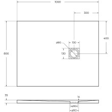 Душевой поддон из искусственного камня BelBagno Uno 100x80 TRAY-MR-UNO-AH-100/80-35-W-CR Белый