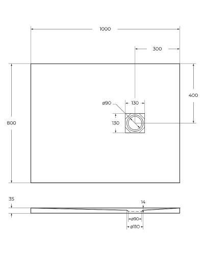 Душевой поддон из искусственного камня BelBagno Uno 100x80 TRAY-MR-UNO-AH-100/80-35-W-CR Белый