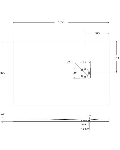 Душевой поддон из искусственного камня BelBagno Uno 120x80 TRAY-MR-UNO-AH-120/80-35-NERO-CR Черный матовый