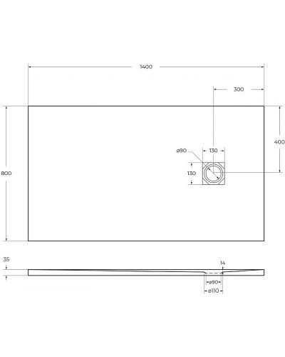 Душевой поддон из искусственного камня BelBagno Uno 140x80 TRAY-MR-UNO-AH-140/80-35-W-CR Белый