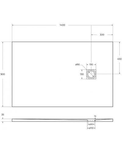 Душевой поддон из искусственного камня BelBagno Uno 140x90 TRAY-MR-UNO-AH-140/90-35-W-CR Белый
