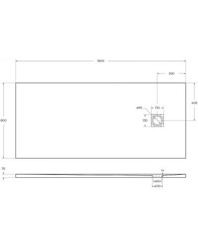 Душевой поддон из искусственного камня BelBagno Uno 180x80 TRAY-MR-UNO-AH-180/80-35-W-CR Белый