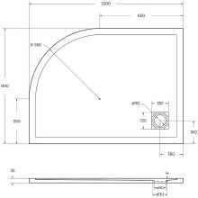 Душевой поддон из искусственного камня BelBagno Uno 120x90 L TRAY-MR-UNO-RH-120/90-550-35-W-L-CR Белый