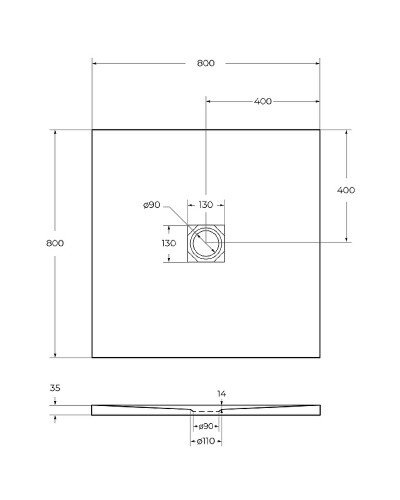 Душевой поддон из искусственного камня BelBagno Uno 80x80 TRAY-MR-UNO-A-80-35-W Белый