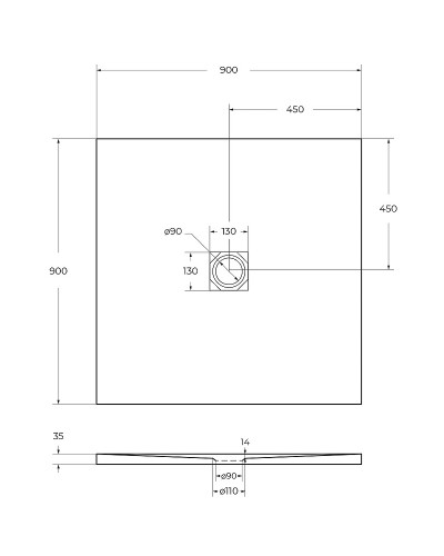 Душевой поддон из искусственного камня BelBagno Uno 90x90 TRAY-MR-UNO-A-90-35-W Белый