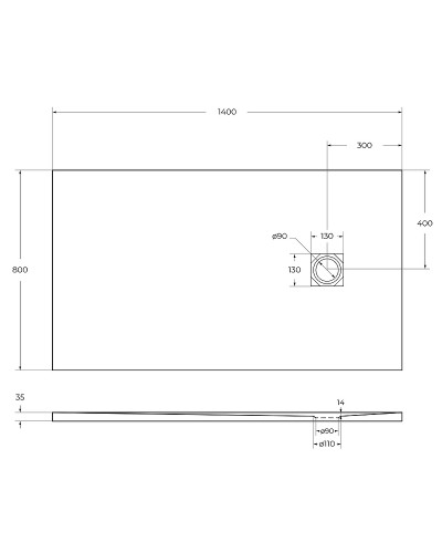Душевой поддон из искусственного камня BelBagno Uno 140x80 TRAY-MR-UNO-AH-140/80-35-W Белый
