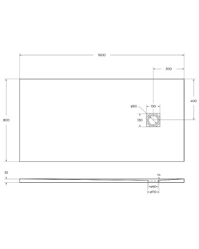 Душевой поддон из искусственного камня BelBagno Uno 160x80 TRAY-MR-UNO-AH-160/80-35-W Белый