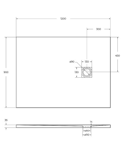 Душевой поддон из искусственного камня BelBagno Uno 120x90 TRAY-MR-UNO-AH-120/90-35-NERO Черный