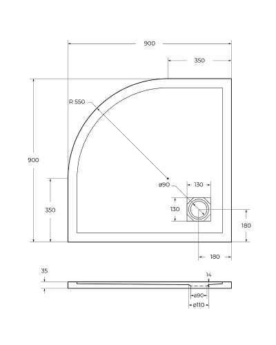 Душевой поддон из искусственного камня BelBagno Uno 90x90 TRAY-MR-UNO-R-90-550-35-NERO Черный