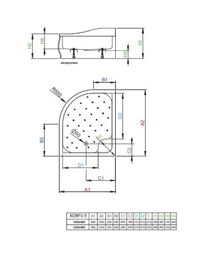 Акриловый поддон для душа Radaway Korfu E 100x80 R 4E81400-03R Белый