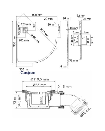 Душевой поддон из стеклопластика WasserKRAFT Leine 90x90 35T01 Белый глянец