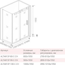 Душевая стенка Good Door Altair SP-80-C-CH 80 профиль Хром стекло прозрачное