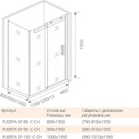 Душевая стенка Good Door Puerta SP-90-C-CH 90 профиль Хром стекло прозрачное