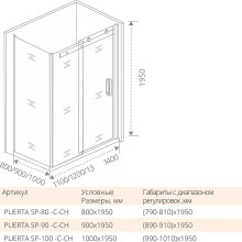 Душевая стенка Good Door Puerta SP-90-C-CH 90 профиль Хром стекло прозрачное
