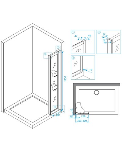 Душевая стенка RGW Z-42 30 03064230-11 профиль Хром стекло прозрачное