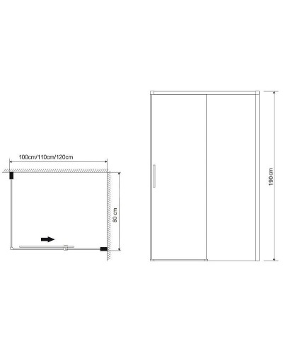 Душевая стенка Grossman Fly 80 GR-P80Fl1 профиль Хром стекло прозрачное