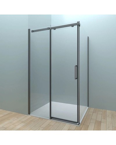 Душевая стенка Veconi Rovigo KP-06B 100 KP06B-100-01-19C4 профиль Черный матовый стекло прозрачное