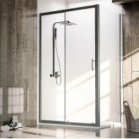 Душевая стенка Veconi Rovigo KP-06B 100 KP06B-100-01-19C4 профиль Черный матовый стекло прозрачное