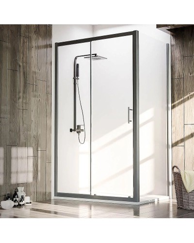 Душевая стенка Veconi Rovigo KP-06B 100 KP06B-100-01-19C4 профиль Черный матовый стекло прозрачное