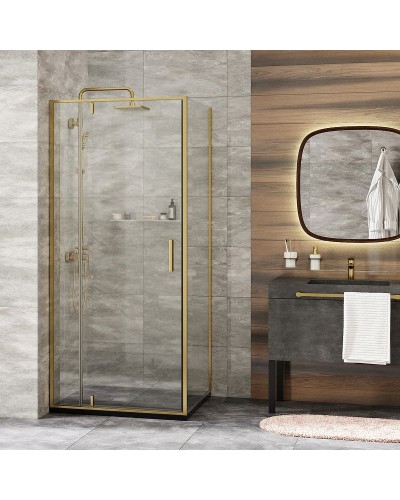 Душевая стенка WasserKRAFT Aisch 90 55P03-RP90 профиль Золото матовое стекло прозрачное
