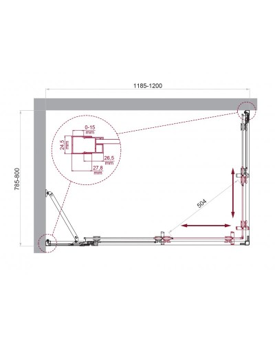 Душевой уголок BelBagno LUCE-AH-21-120/80-P-Cr