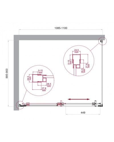 Душевой уголок BelBagno LUCE-AH-1-110/90-C-Cr