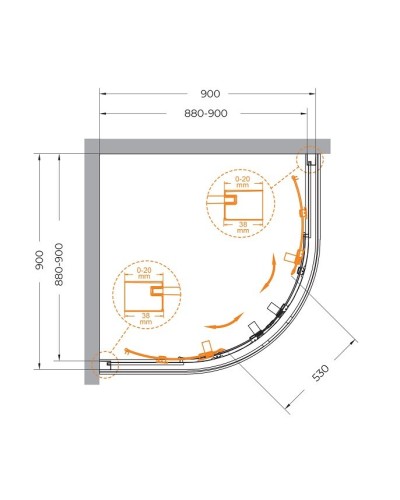 Душевой уголок CEZARES RELAX-304-R-2-90-C-BORO