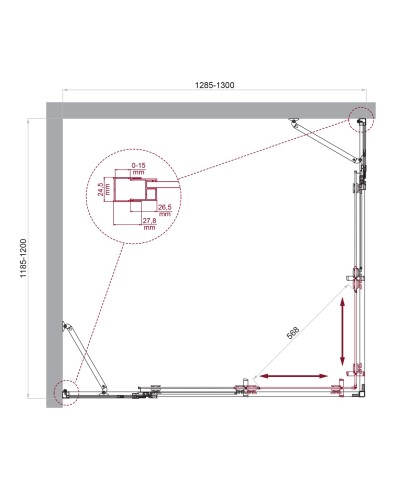 Душевой уголок BelBagno LUCE-AH-22-130/120-C-Cr