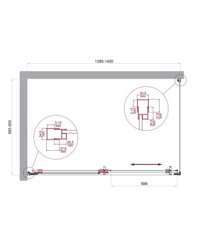 Душевой уголок BelBagno LUCE-AH-1-140/90-C-Cr