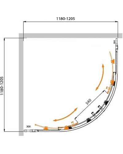 Душевой уголок CEZARES MOLVENO-R-22-90+30-C-Cr-IV