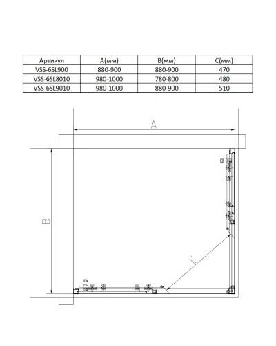 Душевой уголок Vincea Slim VSS-6SL8010CL 100x80 см, профиль хром, стекло прозрачное