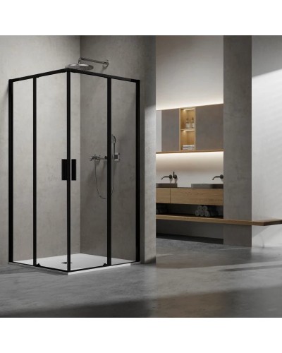 Душевой уголок Vincea Slim VSS-6SL9010CLB 100x90 см, профиль черный матовый, стекло прозрачное